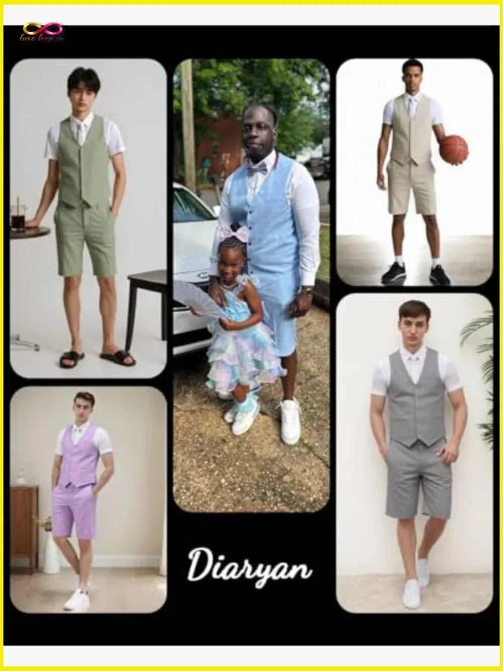 Linen Suit Set Vests Shorts Casual Summer Beach Wedding Groomsmen Outfit